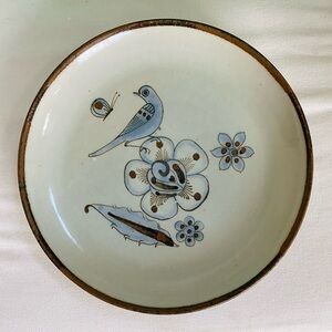 KEN EDWARDS Mexican TONALA POTTERY Bird on Flowers Butterflies 10” Dinner Plate